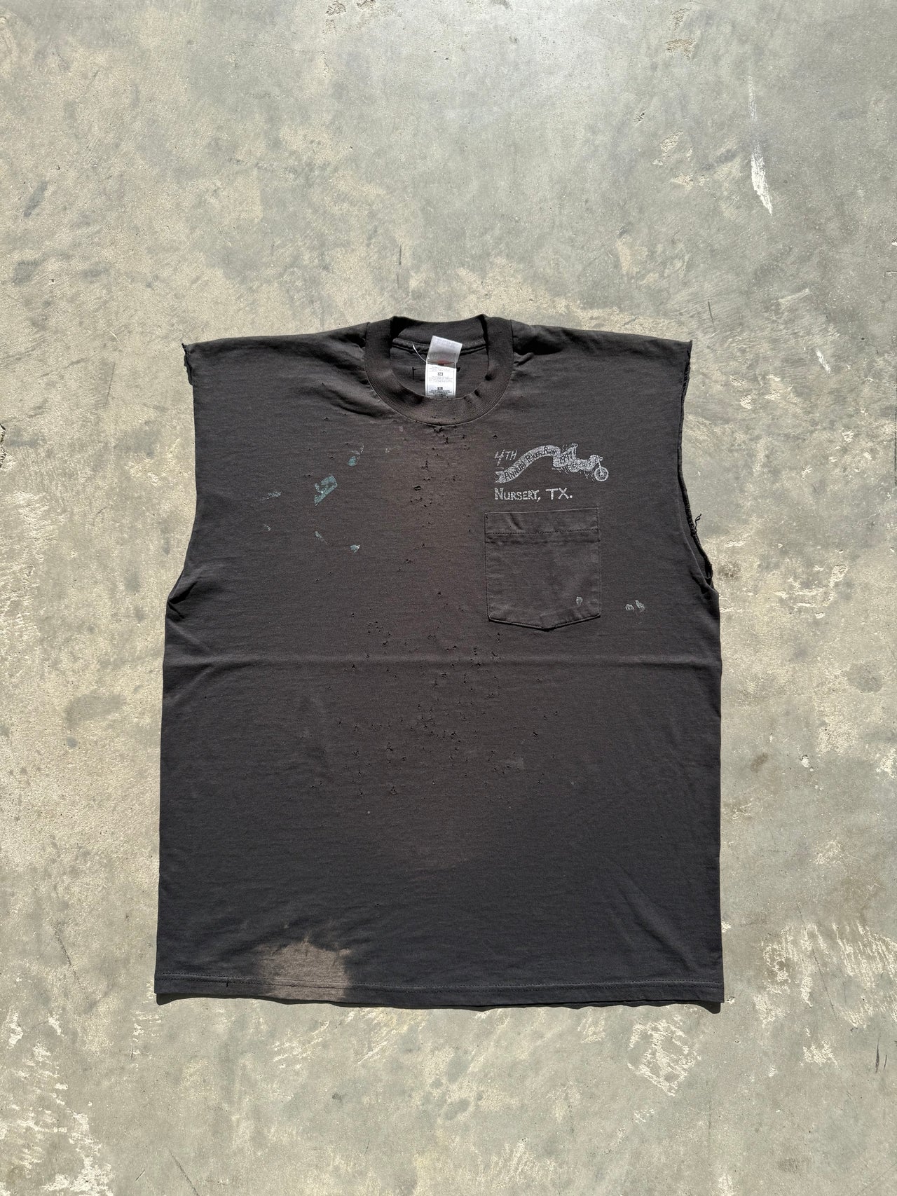 90’s BIKER THRASHED PAINT SPLATTER SLEVELESS LARGE