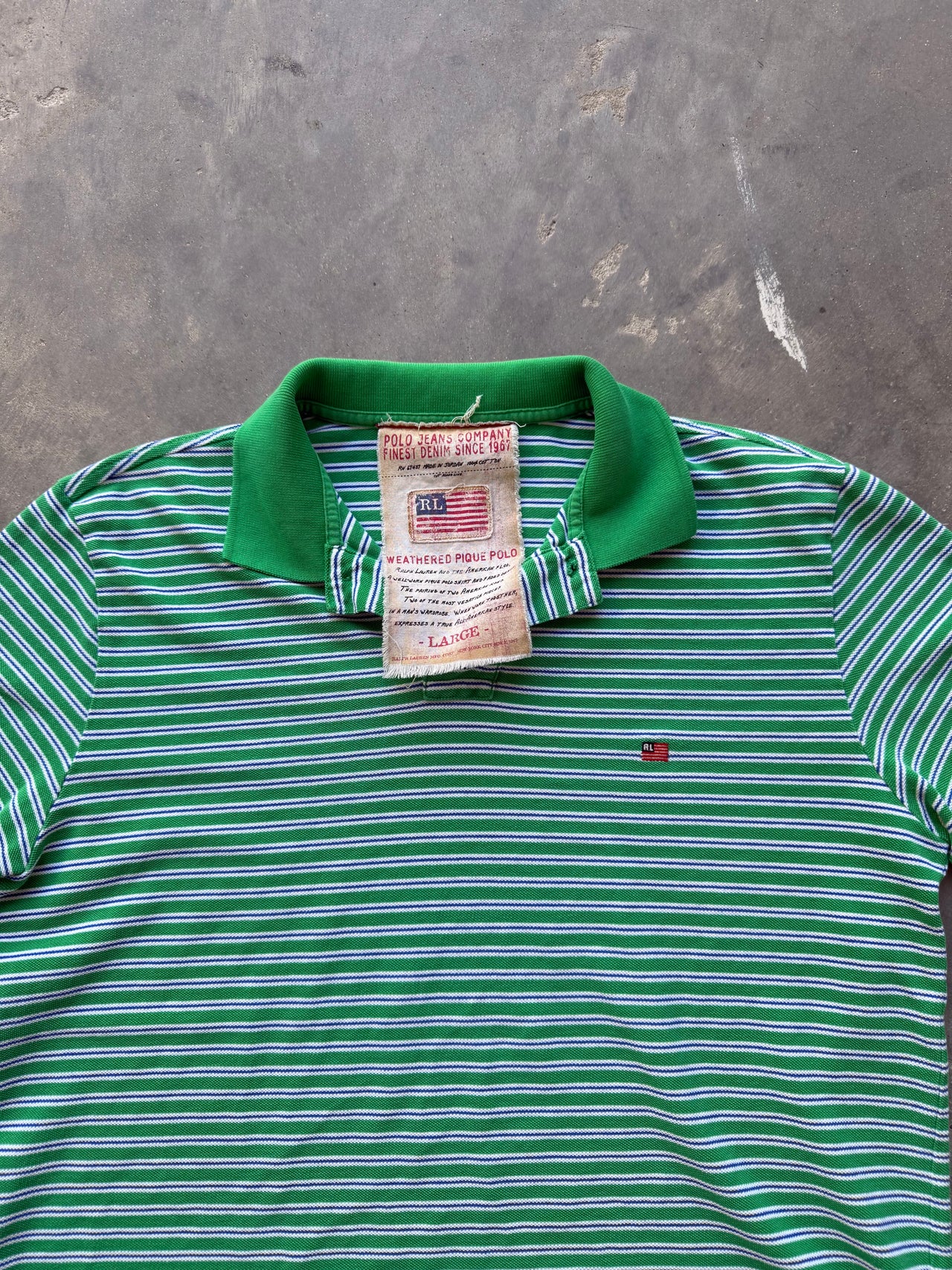 90’s POLO RL GREEN STRIPED LARGE