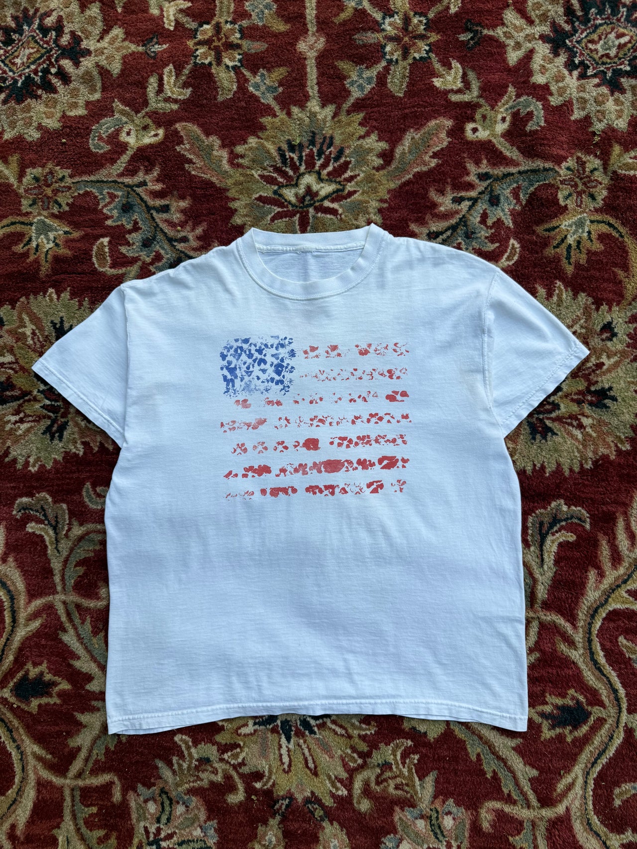 90’s AMERICAN USA SPOTTED FLAG BOXY TEE XL