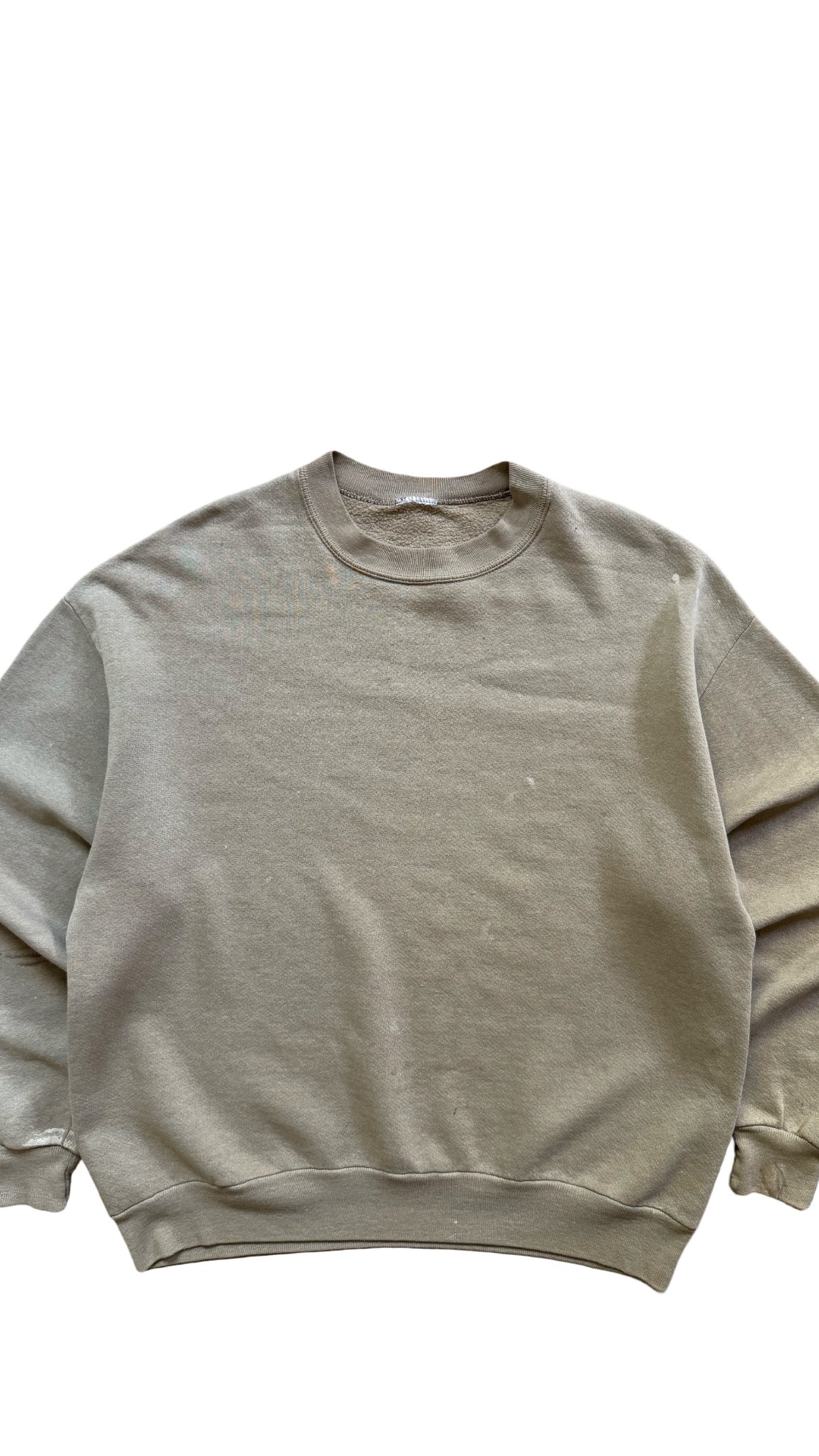 90’s TAN SPLATTER BOXY FADED CREWNECK XL