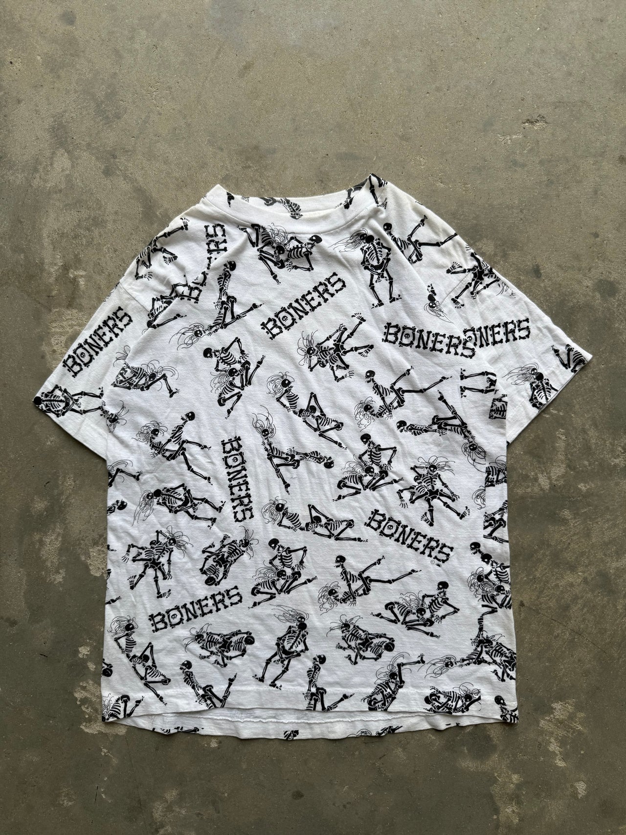 90’s SKELETON BIKER BONERS SEX AOP TEE XL