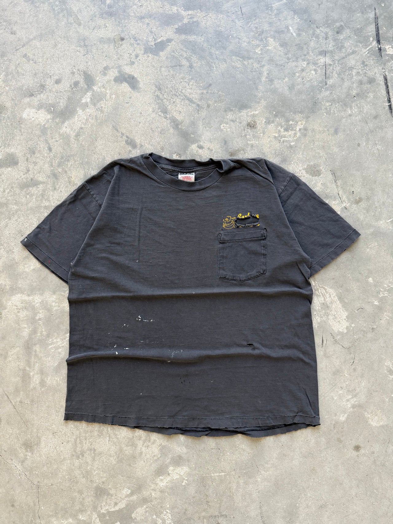 90’s FADED PAINT SPLATTER BOXY POCKET TEE XL