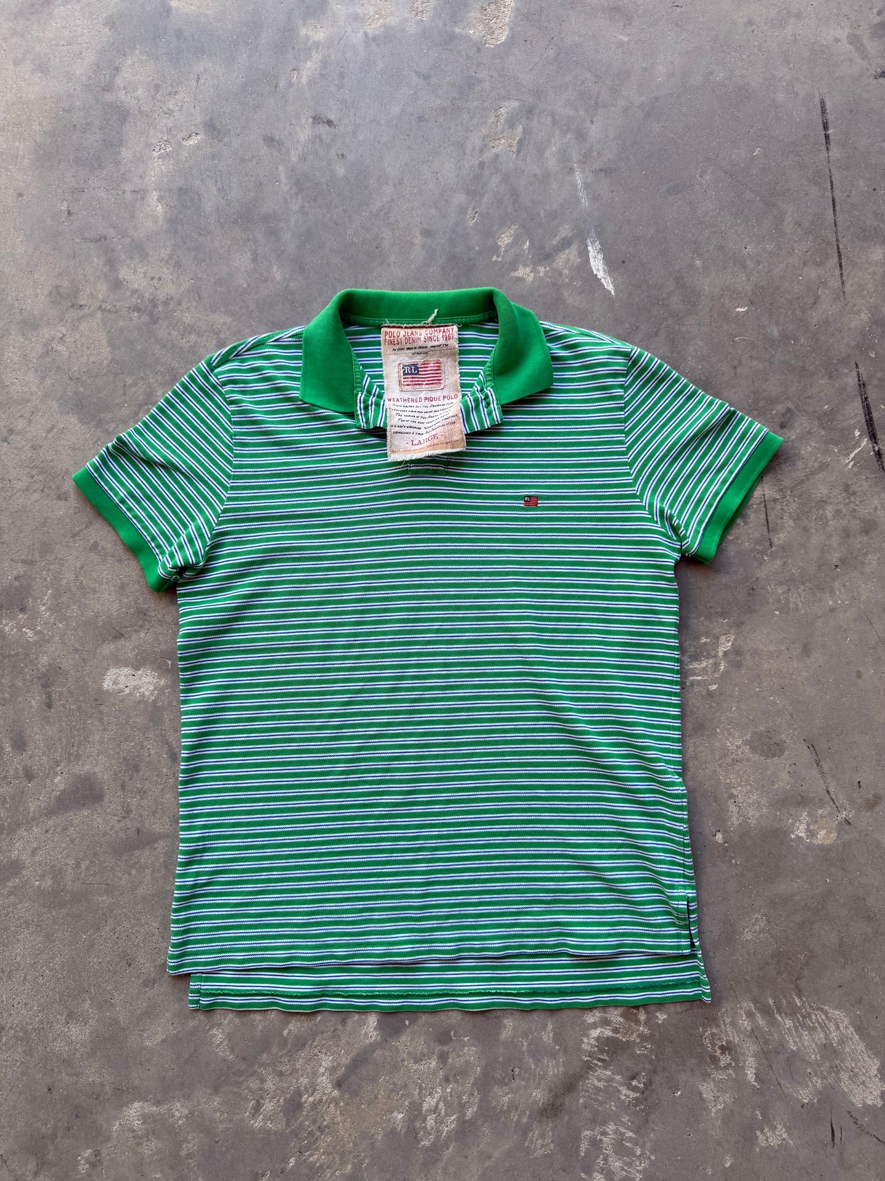 90’s POLO RL GREEN STRIPED LARGE