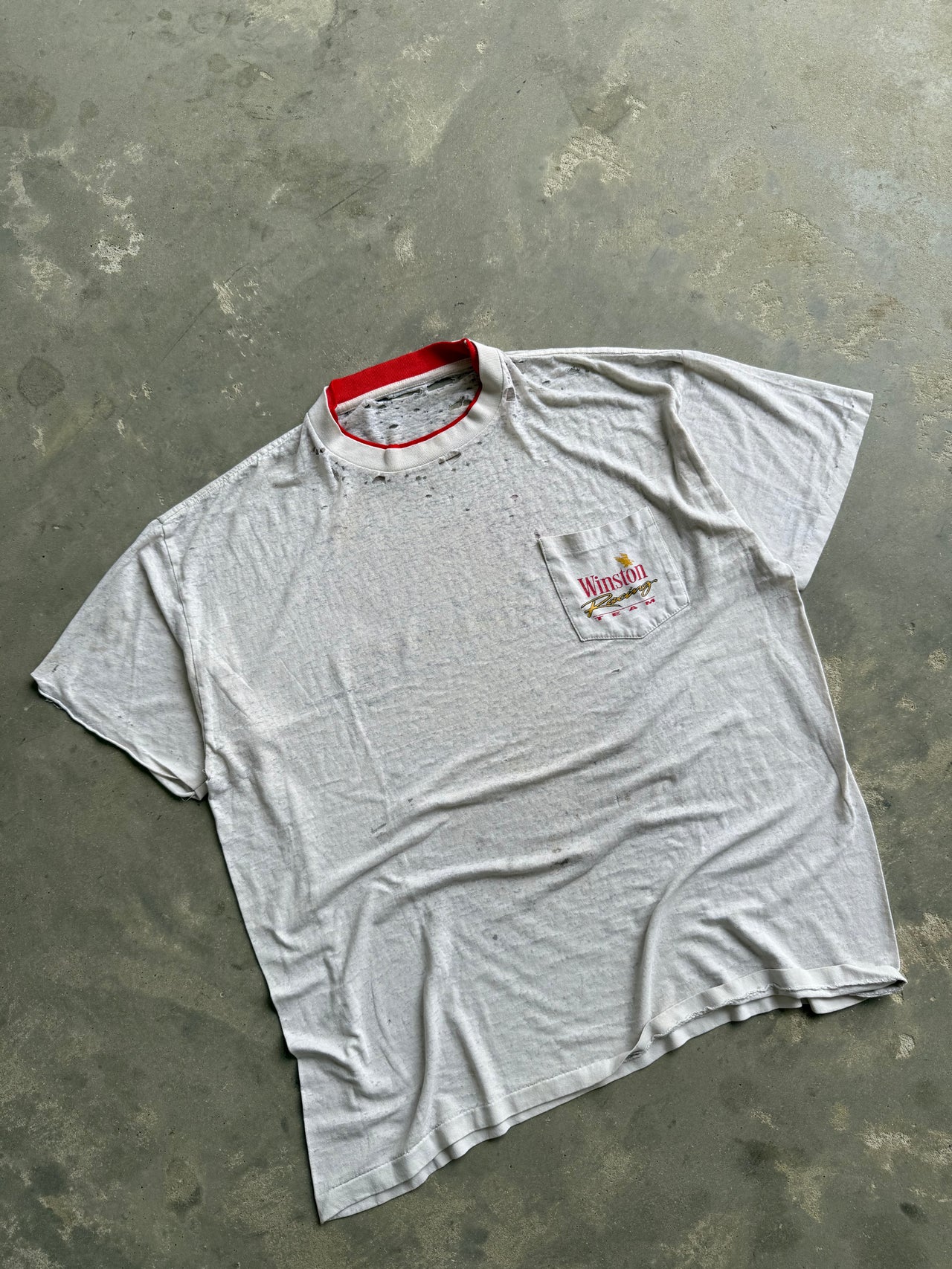 90’s WINSTON THRASHED 2 TONE POCKET TEE XL