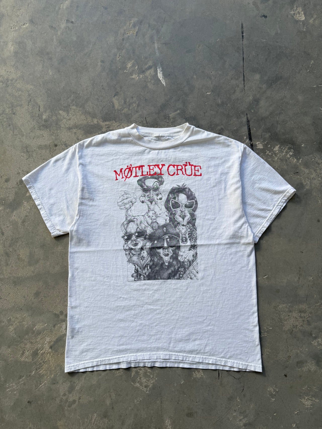 90’s MOTLEY CRUE CARICATURE BAND TEE XL