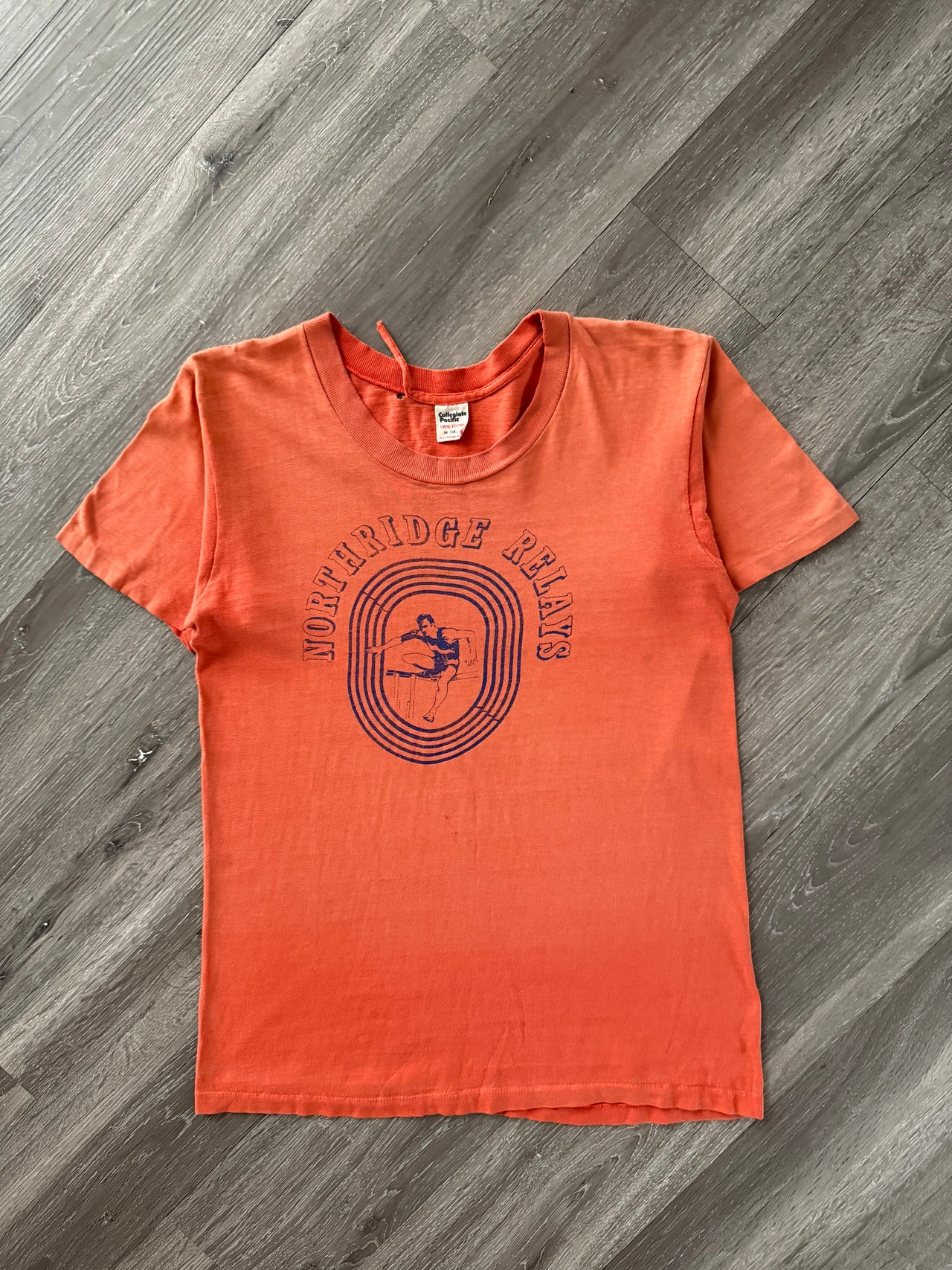 70’s BURNT ORANGE TRACK RELAY TEE M
