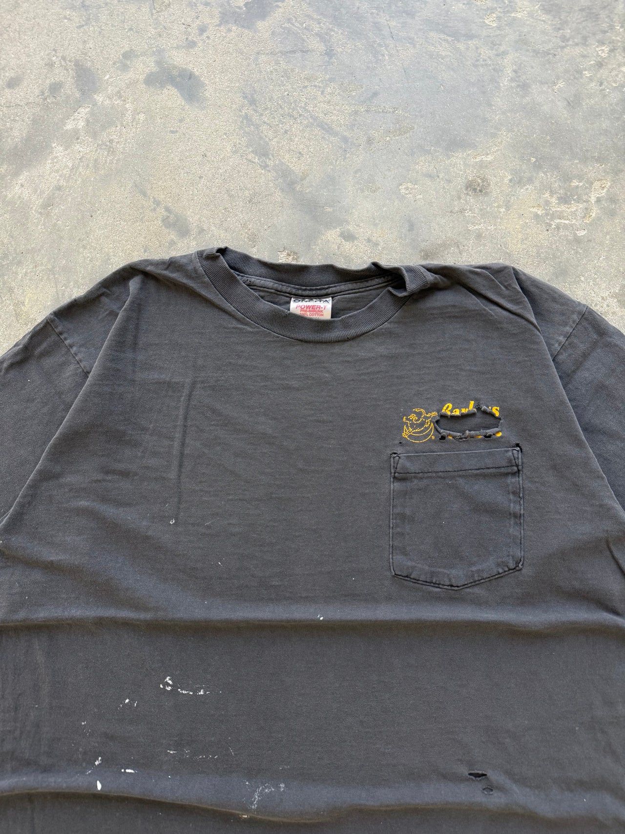 90’s FADED PAINT SPLATTER BOXY POCKET TEE XL